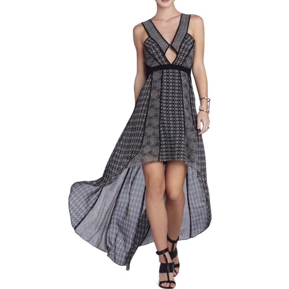 BCBGMAXAZRIA hi-low cut out dress